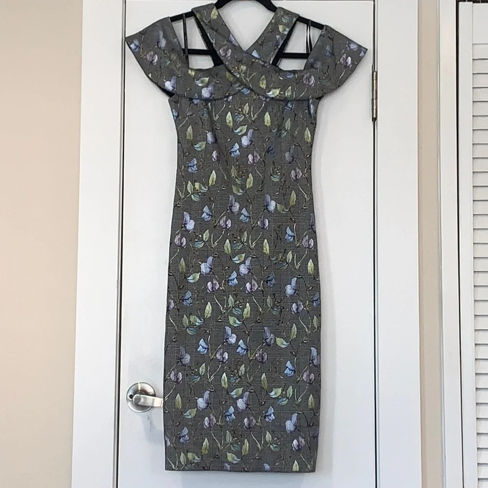NWOT RACHEL Rachel Roy Jolie Dress Plaid Floral XS - Picture 3 of 11